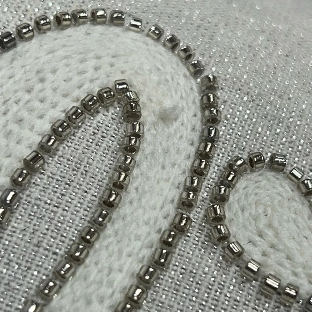 Grey Silver White Sequined Beaded Let It Snow Holiday Throw Pillow Cushion nwt